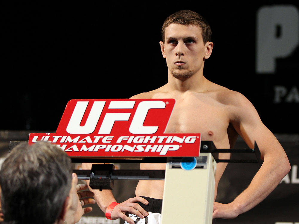LAS VEGAS, NV - MAY 31:   Pat Schilling makes weight during The Ultimate Fighter Live weigh in at the Palms Casino Resort on May 31, 2012 in Las Vegas, Nevada.  (Photo by Josh Hedges/Zuffa LLC/Zuffa LLC via Getty Images)  *** Local Caption *** Pat Schilling