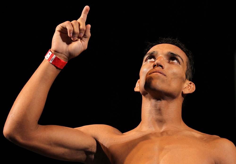 LAS VEGAS, NV - MAY 31:   Charles Oliveira makes weight during The Ultimate Fighter Live weigh in at the Palms Casino Resort on May 31, 2012 in Las Vegas, Nevada.  (Photo by Josh Hedges/Zuffa LLC/Zuffa LLC via Getty Images)  *** Local Caption *** Charles Oliveira