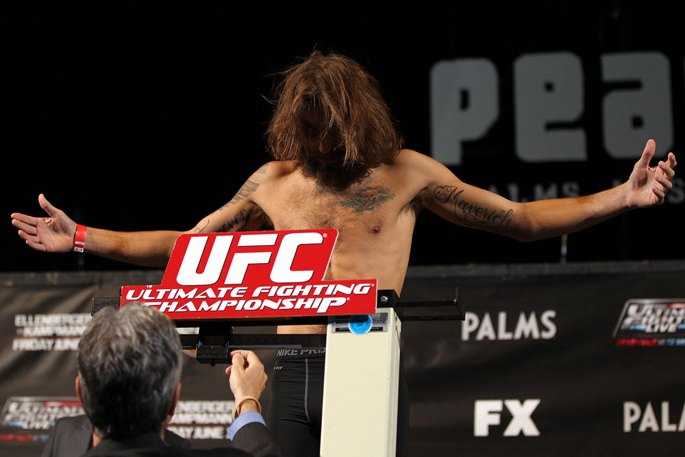 LAS VEGAS, NV - MAY 31:   Michael Chiesa makes weight during The Ultimate Fighter Live weigh in at the Palms Casino Resort on May 31, 2012 in Las Vegas, Nevada.  (Photo by Josh Hedges/Zuffa LLC/Zuffa LLC via Getty Images)  *** Local Caption *** Michael Chiesa