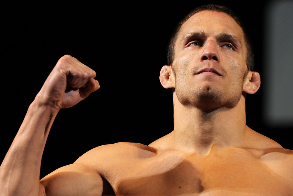 LAS VEGAS, NV - MAY 31:   Jake Ellenberger makes weight during The Ultimate Fighter Live weigh in at the Palms Casino Resort on May 31, 2012 in Las Vegas, Nevada.  (Photo by Josh Hedges/Zuffa LLC/Zuffa LLC via Getty Images)  *** Local Caption *** Jake Ellenberger