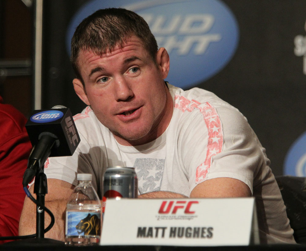 Matt Hughes at the UFC 123 pre-fight press conference at the MGM Grand Hotel and Casino in Detroit, Michigan on November 17, 2010  (Photo by Josh Hedges/Zuffa LLC/Zuffa LLC via Getty Images)