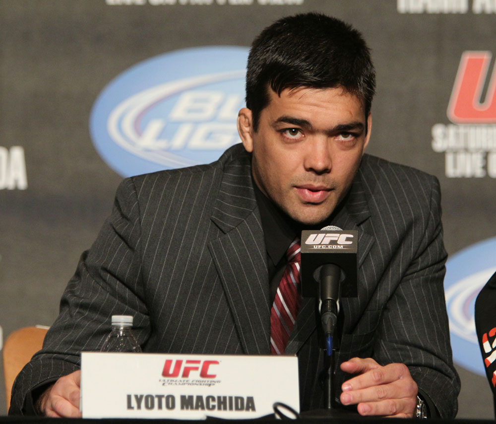 Lyoto "The Dragon" Machida at the UFC 123 pre-fight press conference at the MGM Grand Hotel and Casino in Detroit, Michigan on November 17, 2010 (Photo by Josh Hedges/Zuffa LLC/Zuffa LLC via Getty Images)