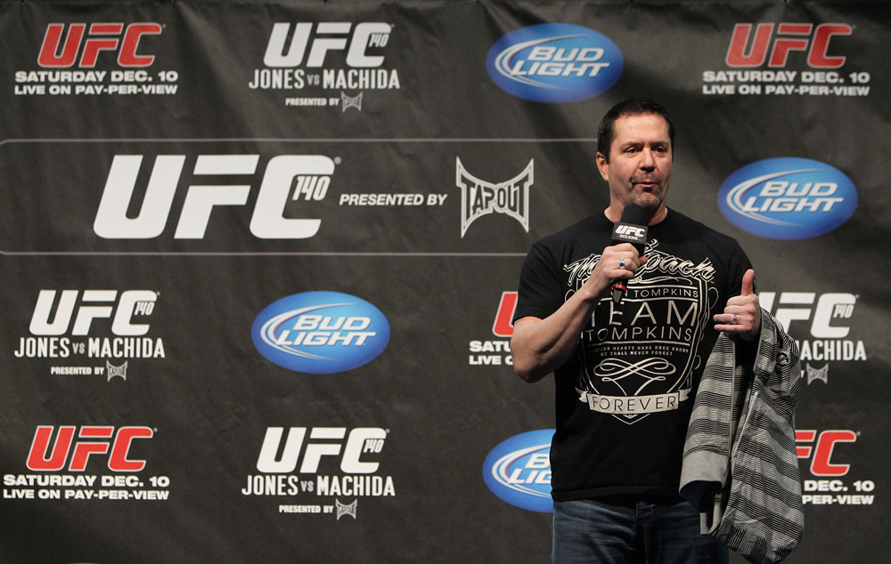 TORONTO, ON - DECEMBER 09:  UFC commentator Mike Goldberg interacts with fans during a Q&A session before the UFC 140 Official Weigh-in at the Air Canada Centre on December 9, 2011 in Toronto, Canada.  (Photo by Josh Hedges/Zuffa LLC/Zuffa LLC via Getty Images)