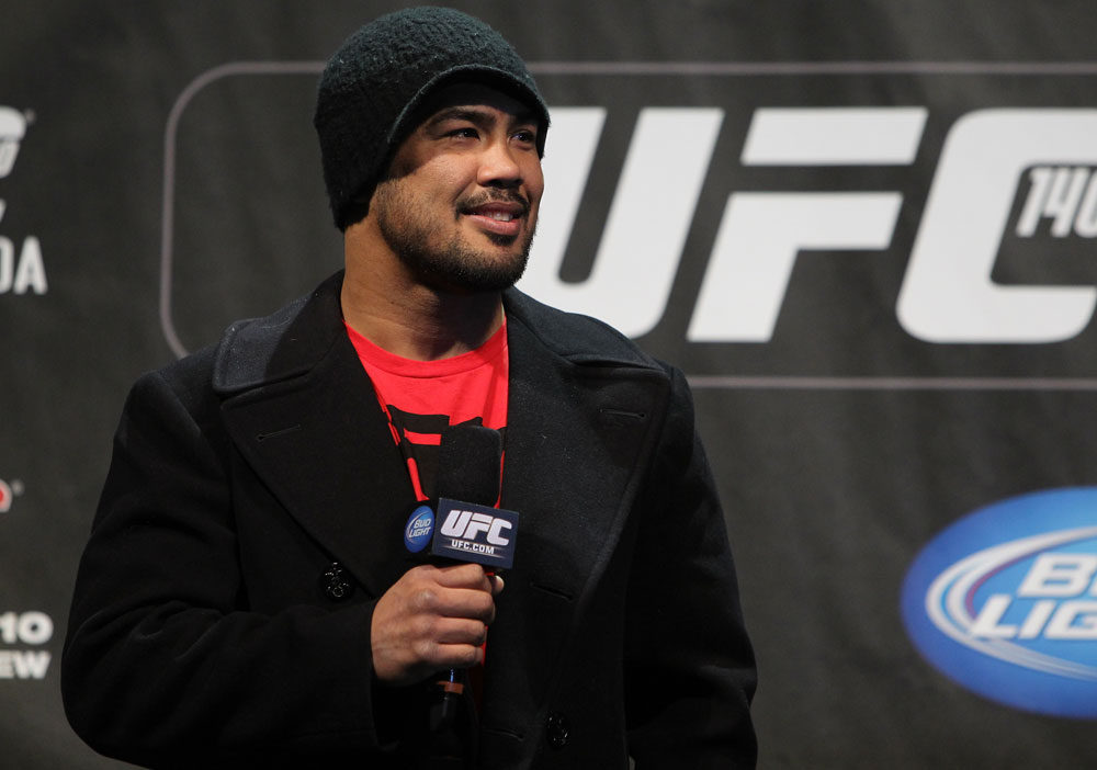 TORONTO, ON - DECEMBER 09:  UFC Middleweight contender Mark Munoz interacts with fans during a Q&A session before the UFC 140 Official Weigh-in at the Air Canada Centre on December 9, 2011 in Toronto, Canada.  (Photo by Josh Hedges/Zuffa LLC/Zuffa LLC via Getty Images)