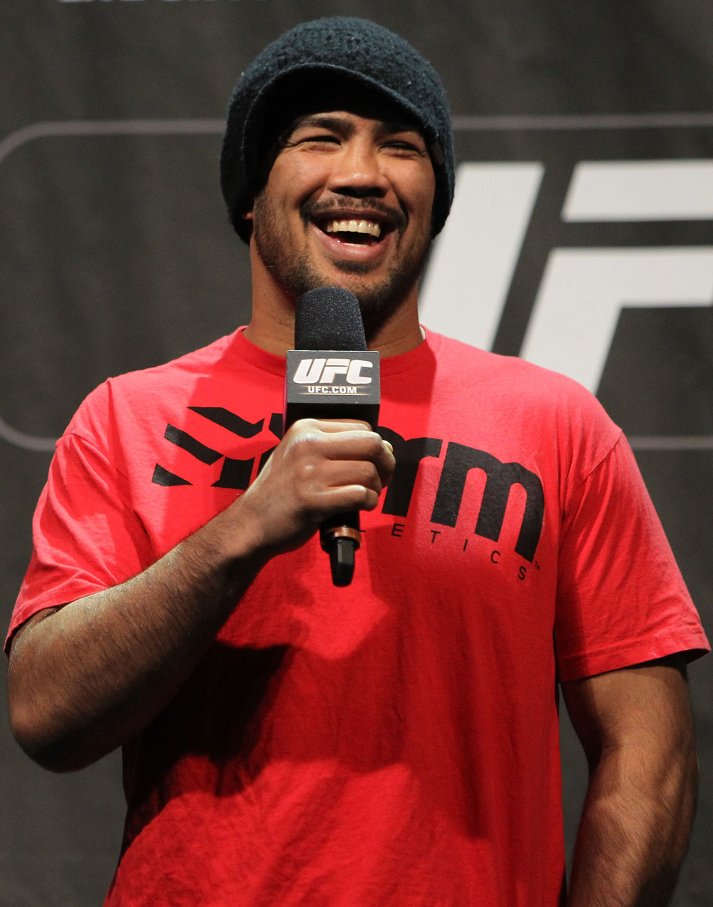 TORONTO, ON - DECEMBER 09:  UFC Middleweight contender Mark Munoz interacts with fans during a Q&A session before the UFC 140 Official Weigh-in at the Air Canada Centre on December 9, 2011 in Toronto, Canada.  (Photo by Josh Hedges/Zuffa LLC/Zuffa LLC via Getty Images)