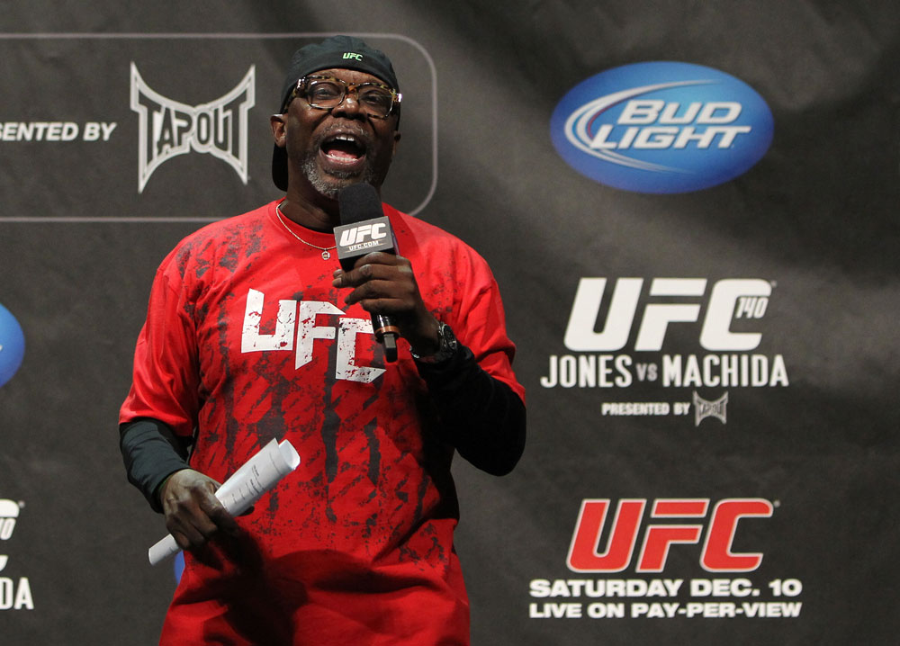 TORONTO, ON - DECEMBER 09:  UFC event coordinator Burt Watson fires up the crowd before the UFC 140 Official Weigh-in at the Air Canada Centre on December 9, 2011 in Toronto, Canada.  (Photo by Josh Hedges/Zuffa LLC/Zuffa LLC via Getty Images)