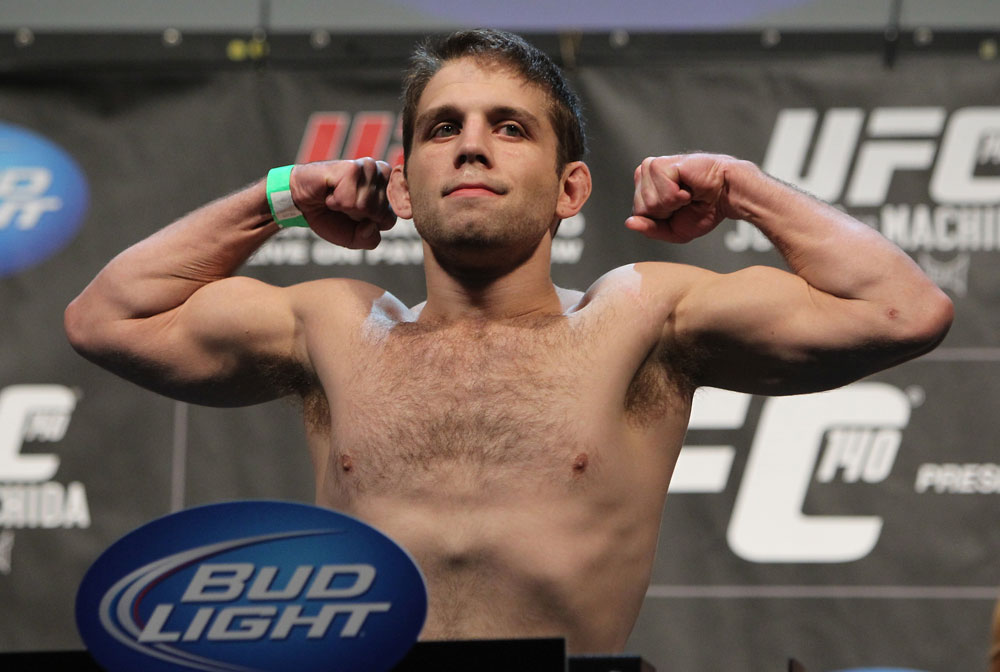 TORONTO, ON - DECEMBER 09:  Nik Lentz weighs in during the UFC 140 Official Weigh-in at the Air Canada Centre on December 9, 2011 in Toronto, Canada.  (Photo by Josh Hedges/Zuffa LLC/Zuffa LLC via Getty Images)