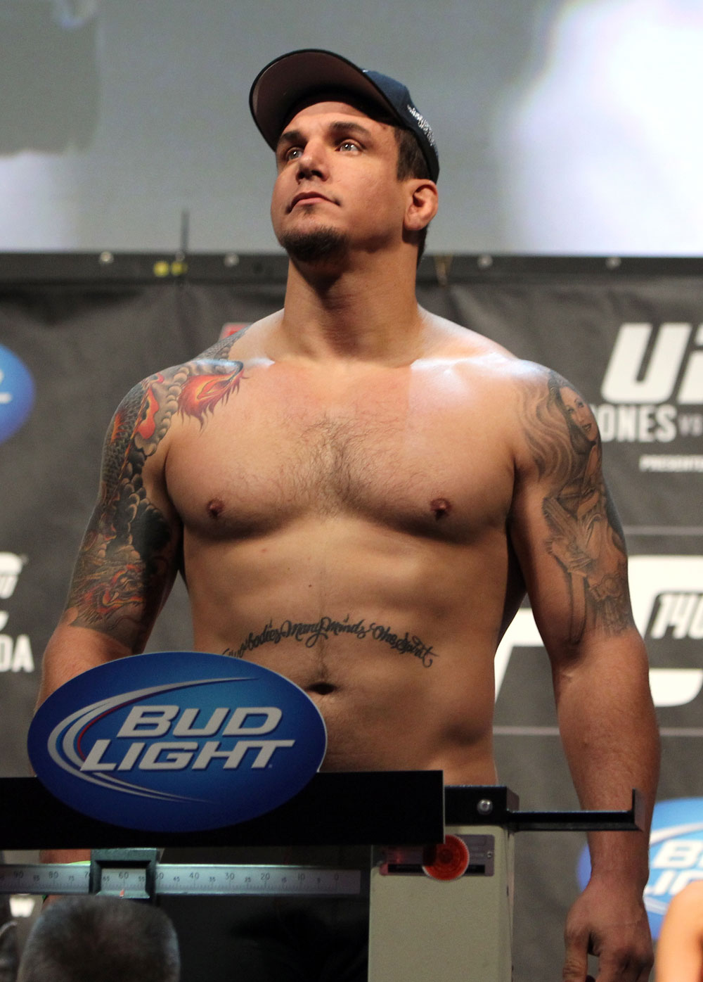 TORONTO, ON - DECEMBER 09:  <<enter caption here>> weighs in during the UFC 140 Official Weigh-in at the Air Canada Centre on December 9, 2011 in Toronto, Canada.  (Photo by Josh Hedges/Zuffa LLC/Zuffa LLC via Getty Images)