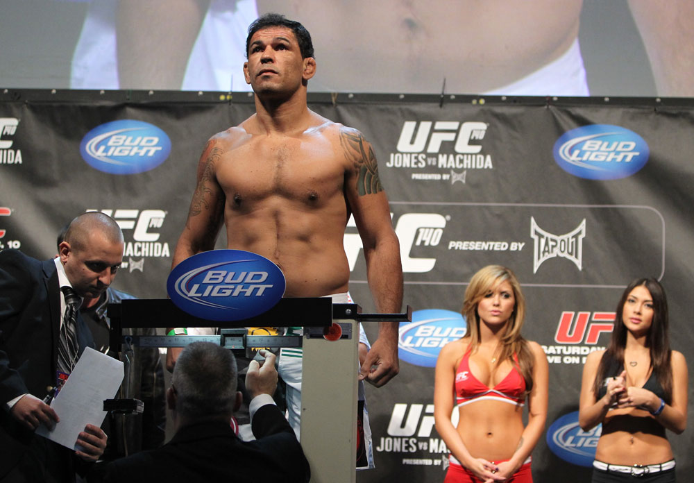 TORONTO, ON - DECEMBER 09:  Antonio Rodrigo "Minotauro" Nogueira weighs in during the UFC 140 Official Weigh-in at the Air Canada Centre on December 9, 2011 in Toronto, Canada.  (Photo by Josh Hedges/Zuffa LLC/Zuffa LLC via Getty Images)