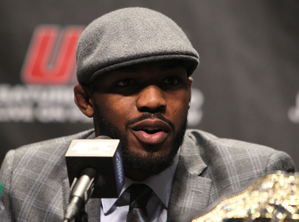 TORONTO, ON - DECEMBER 08: UFC Light Heavyweight Champion Jon "Bones" Jones attends the final UFC 140 pre-fight press conference at Bell Tiff Lightbox Cinema1 on December 8, 2011 in Toronto, Canada. (Photo by Josh Hedges/Zuffa LLC/Zuffa LLC via Getty Images)