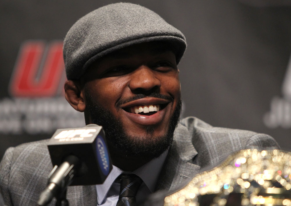 TORONTO, ON - DECEMBER 08: UFC Light Heavyweight Champion Jon "Bones" Jones attends the final UFC 140 pre-fight press conference at Bell Tiff Lightbox Cinema1 on December 8, 2011 in Toronto, Canada. (Photo by Josh Hedges/Zuffa LLC/Zuffa LLC via Getty Images)
