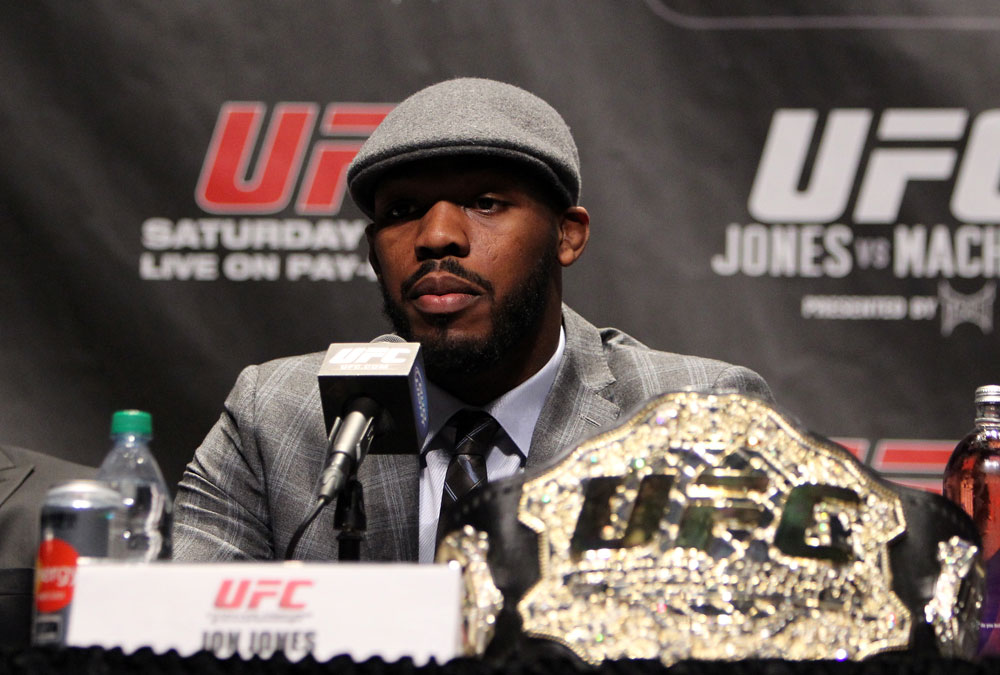 TORONTO, ON - DECEMBER 08: UFC Light Heavyweight Champion Jon "Bones" Jones attends the final UFC 140 pre-fight press conference at Bell Tiff Lightbox Cinema1 on December 8, 2011 in Toronto, Canada. (Photo by Josh Hedges/Zuffa LLC/Zuffa LLC via Getty Images)