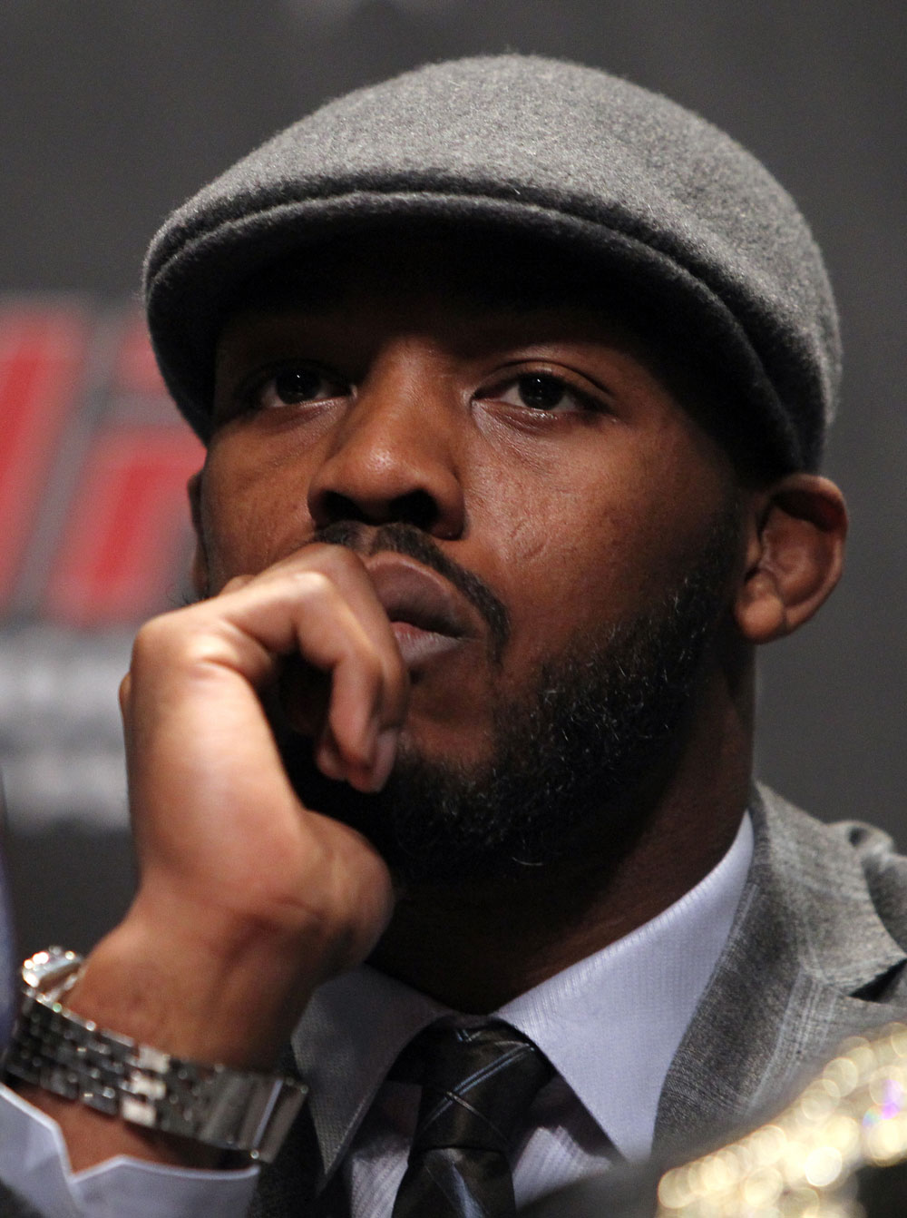 TORONTO, ON - DECEMBER 08: UFC Light Heavyweight Champion Jon "Bones" Jones attends the final UFC 140 pre-fight press conference at Bell Tiff Lightbox Cinema1 on December 8, 2011 in Toronto, Canada. (Photo by Josh Hedges/Zuffa LLC/Zuffa LLC via Getty Images)