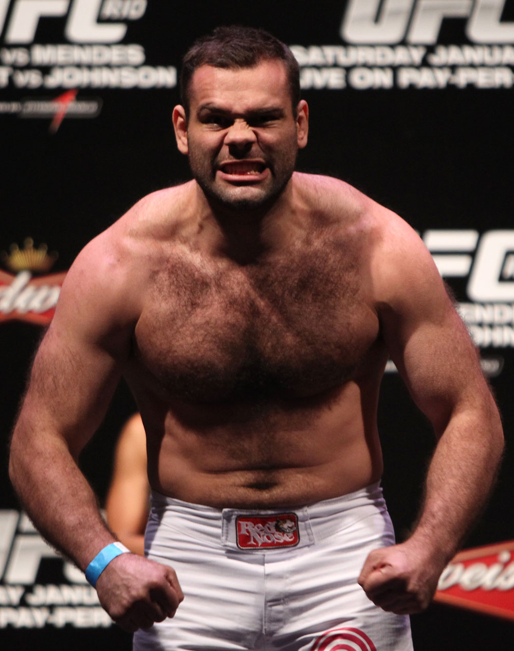 RIO DE JANEIRO, BRAZIL - JANUARY 13: Gabriel Gonzaga weighs in during the UFC 142 Weigh In at HSBC Arena on January 13, 2012 in Rio de Janeiro, Brazil. (Photo by Josh Hedges/Zuffa LLC/Zuffa LLC via Getty Images)