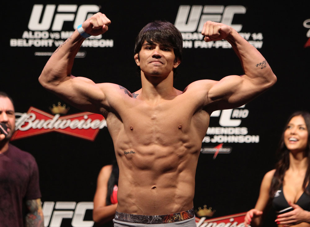 RIO DE JANEIRO, BRAZIL - JANUARY 13: Erick Silva weighs in during the UFC 142 Weigh In at HSBC Arena on January 13, 2012 in Rio de Janeiro, Brazil. (Photo by Josh Hedges/Zuffa LLC/Zuffa LLC via Getty Images)