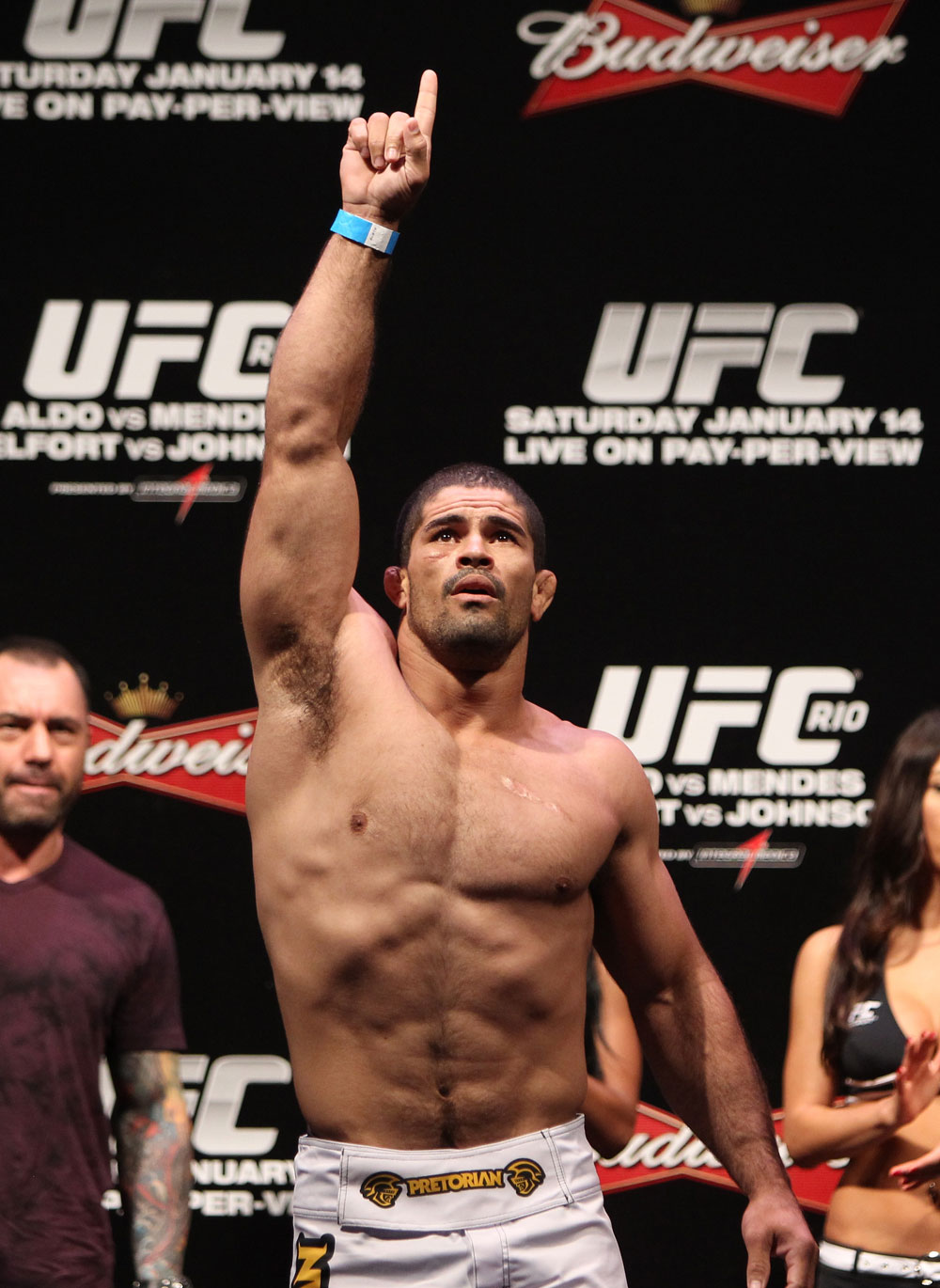 RIO DE JANEIRO, BRAZIL - JANUARY 13: Rousimar Palhares weighs in during the UFC 142 Weigh In at HSBC Arena on January 13, 2012 in Rio de Janeiro, Brazil. (Photo by Josh Hedges/Zuffa LLC/Zuffa LLC via Getty Images)