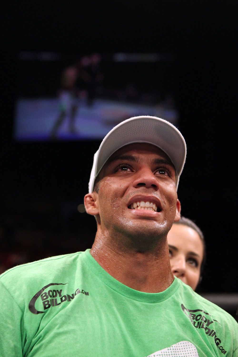 RIO DE JANEIRO, BRAZIL - JANUARY 14: Edson Barboza celebrates after knocking out Terry Etim in a lightweight bout during UFC 142 at HSBC Arena on January 14, 2012 in Rio de Janeiro, Brazil. (Photo by Josh Hedges/Zuffa LLC/Zuffa LLC via Getty Images)