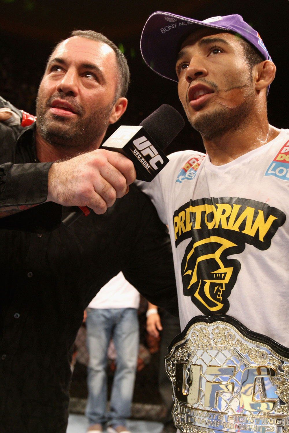 RIO DE JANEIRO, BRAZIL - JANUARY 14: Jose Aldo (R) celebrates after defeating Chad Mendes in a featherweight bout during UFC 142 at HSBC Arena on January 14, 2012 in Rio de Janeiro, Brazil. (Photo by Josh Hedges/Zuffa LLC/Zuffa LLC via Getty Images)