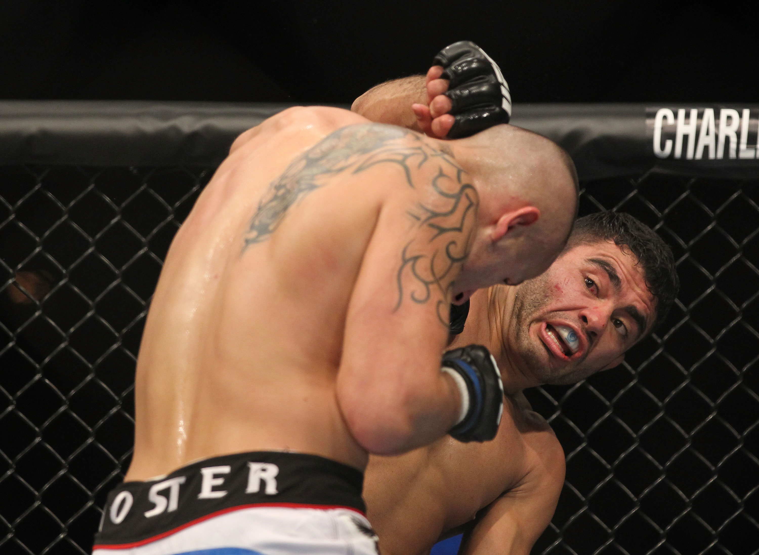 LAS VEGAS, NV - FEBRUARY 04:  Rafael Natal (right) punches Michael Kuiper during the UFC 143 event at Mandalay Bay Events Center on February 4, 2012 in Las Vegas, Nevada.  (Photo by Josh Hedges/Zuffa LLC/Zuffa LLC via Getty Images) *** Local Caption *** Rafael Natal; Michael Kuiper