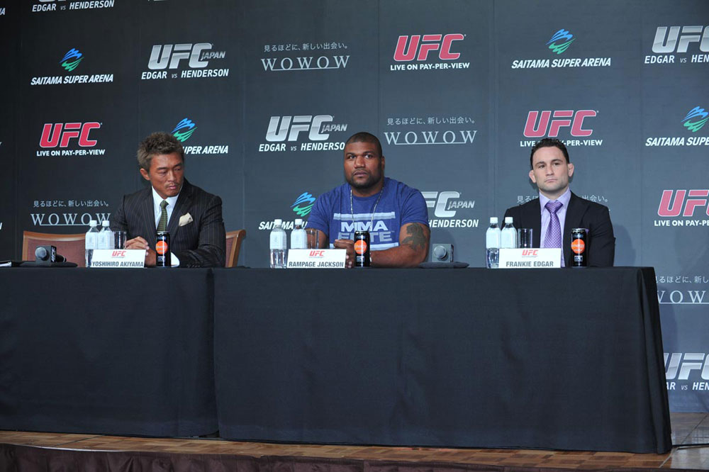 (L-R) Yoshihiro Akiyama, Rampage Jackson and Frankie Edgar