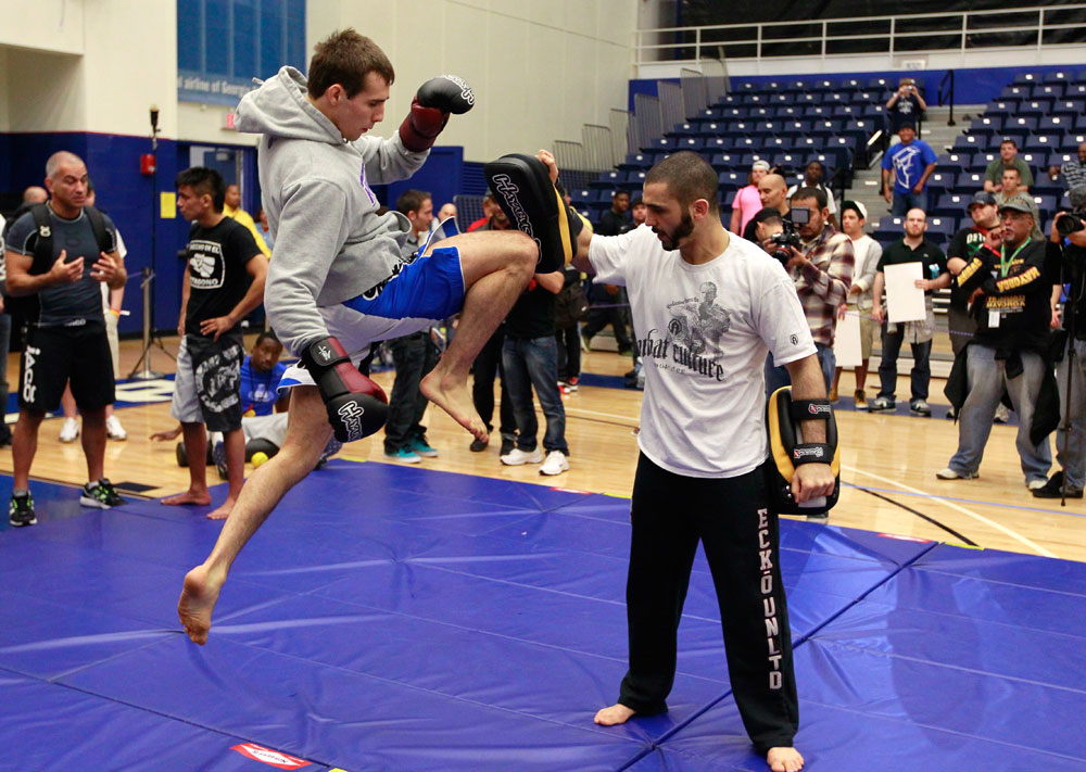 ATLANTA, GA - APRIL 19: Rory MacDonald of Canada works out for the media during UFC 145 open workouts at GSU Sports Arena on April 19, 2012 in Atlanta, Georgia. (Photo by Kevin C. Cox/Zuffa LLC/Zuffa LLC via Getty Images)