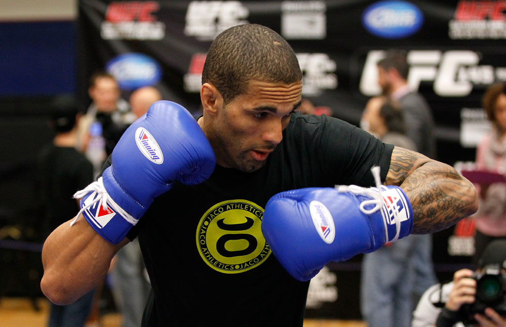 ATLANTA, GA - APRIL 19: Che Mills of England works out for the media during UFC 145 open workouts at GSU Sports Arena on April 19, 2012 in Atlanta, Georgia. (Photo by Kevin C. Cox/Zuffa LLC/Zuffa LLC via Getty Images)