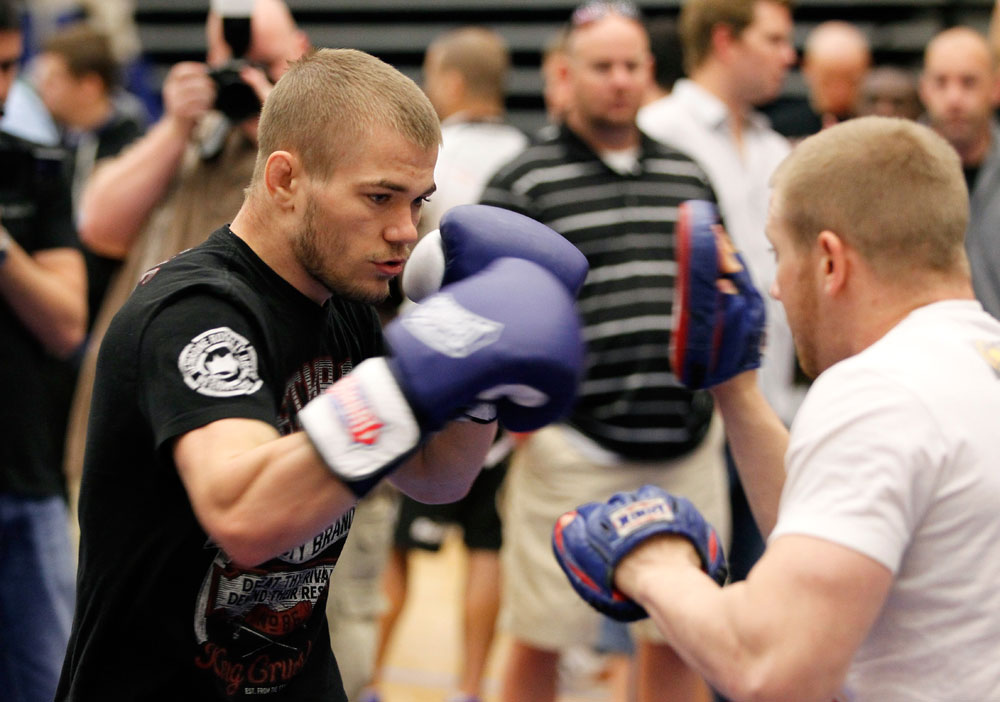 ATLANTA, GA - APRIL 19: Michael McDonald works out for the media during UFC 145 open workouts at GSU Sports Arena on April 19, 2012 in Atlanta, Georgia. (Photo by Kevin C. Cox/Zuffa LLC/Zuffa LLC via Getty Images)
