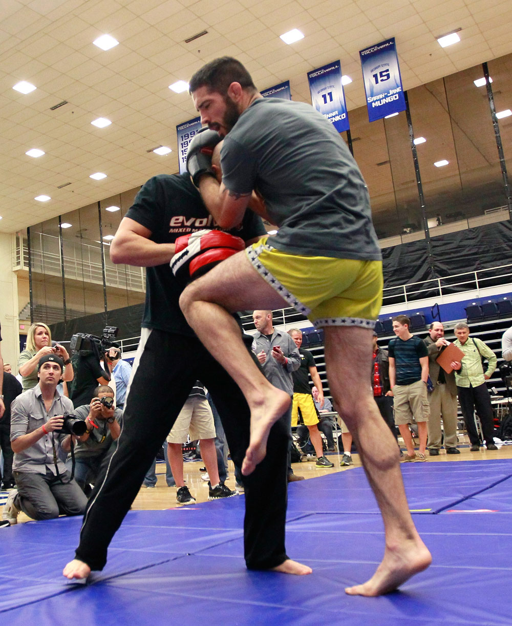 ATLANTA, GA - APRIL 19: Matt Brown works out for the media during UFC 145 open workouts at GSU Sports Arena on April 19, 2012 in Atlanta, Georgia. (Photo by Kevin C. Cox/Zuffa LLC/Zuffa LLC via Getty Images)