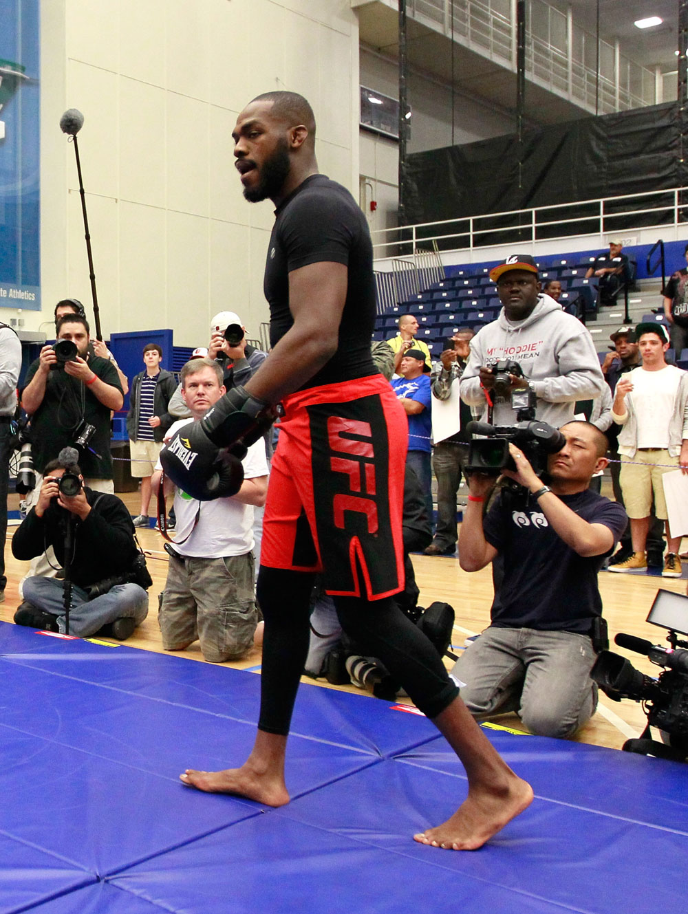 ATLANTA, GA - APRIL 19: Jon Jones works out for the media during UFC 145 open workouts at GSU Sports Arena on April 19, 2012 in Atlanta, Georgia. (Photo by Kevin C. Cox/Zuffa LLC/Zuffa LLC via Getty Images)