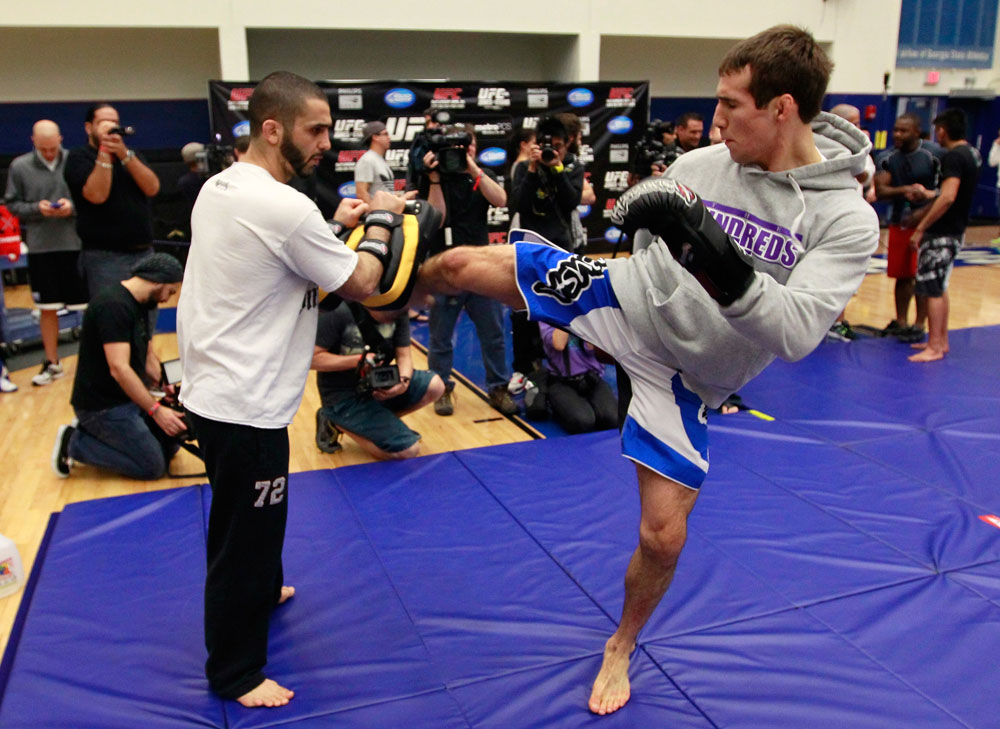 ATLANTA, GA - APRIL 19: Rory MacDonald of Canada works out for the media during UFC 145 open workouts at GSU Sports Arena on April 19, 2012 in Atlanta, Georgia. (Photo by Kevin C. Cox/Zuffa LLC/Zuffa LLC via Getty Images)