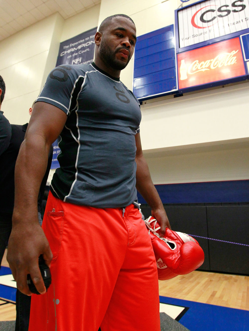 ATLANTA, GA - APRIL 19: Rashad Evans prepares to work out for the media during UFC 145 open workouts at GSU Sports Arena on April 19, 2012 in Atlanta, Georgia. (Photo by Kevin C. Cox/Zuffa LLC/Zuffa LLC via Getty Images)