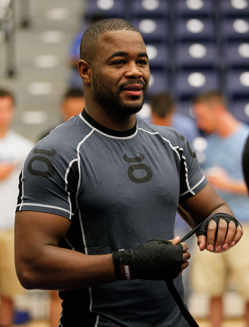 ATLANTA, GA - APRIL 19: Rashad Evans prepares to work out for the media during UFC 145 open workouts at GSU Sports Arena on April 19, 2012 in Atlanta, Georgia. (Photo by Kevin C. Cox/Zuffa LLC/Zuffa LLC via Getty Images)