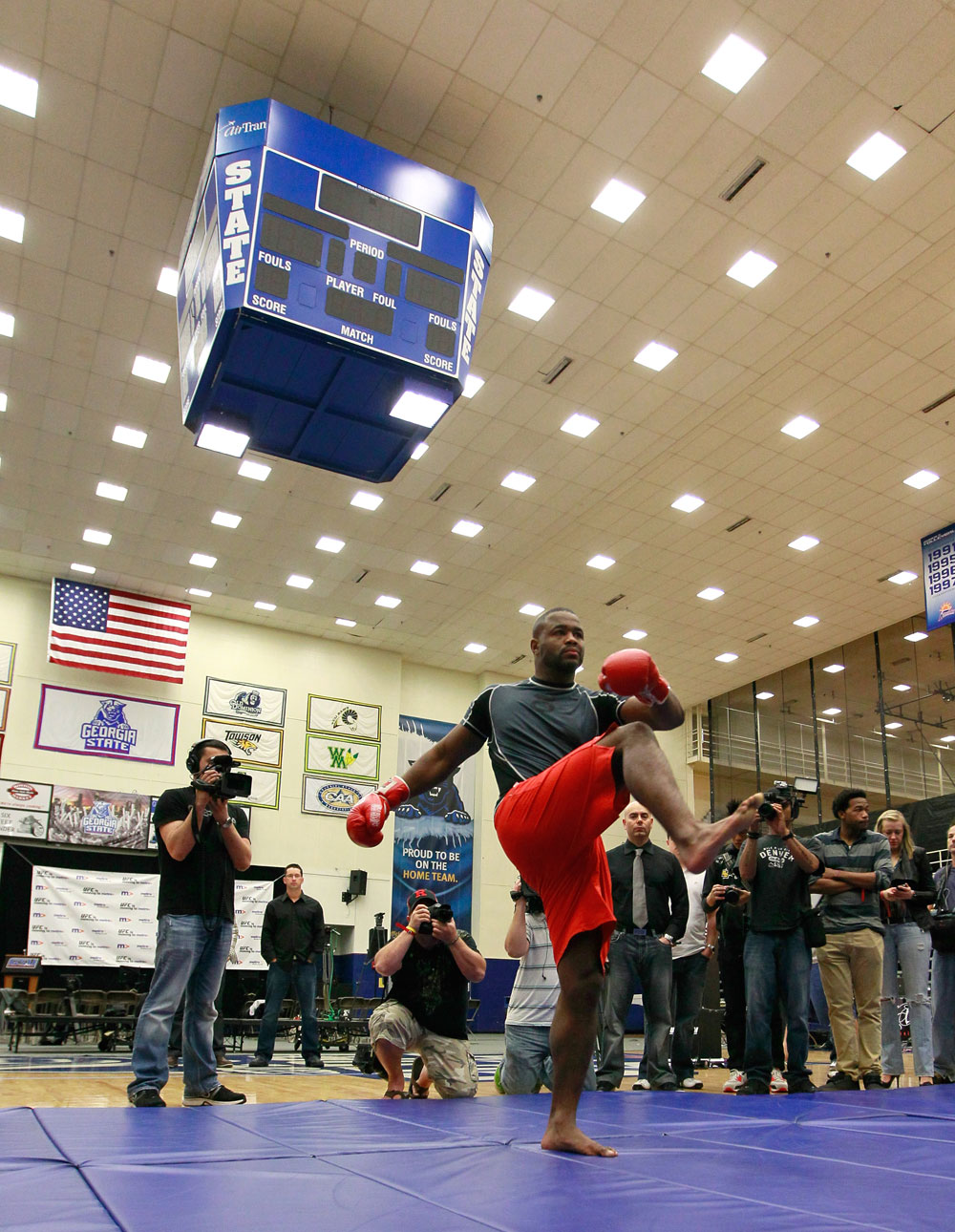 ATLANTA, GA - APRIL 19: Rashad Evans works out for the media during UFC 145 open workouts at GSU Sports Arena on April 19, 2012 in Atlanta, Georgia. (Photo by Kevin C. Cox/Zuffa LLC/Zuffa LLC via Getty Images)
