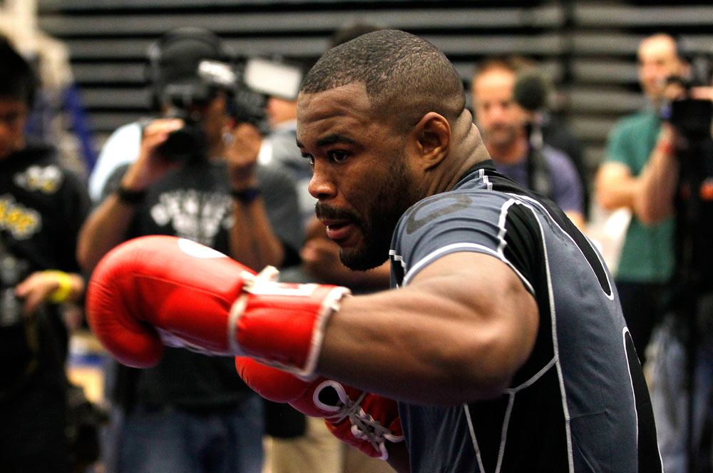 ATLANTA, GA - APRIL 19: Rashad Evans works out for the media during UFC 145 open workouts at GSU Sports Arena on April 19, 2012 in Atlanta, Georgia. (Photo by Kevin C. Cox/Zuffa LLC/Zuffa LLC via Getty Images)