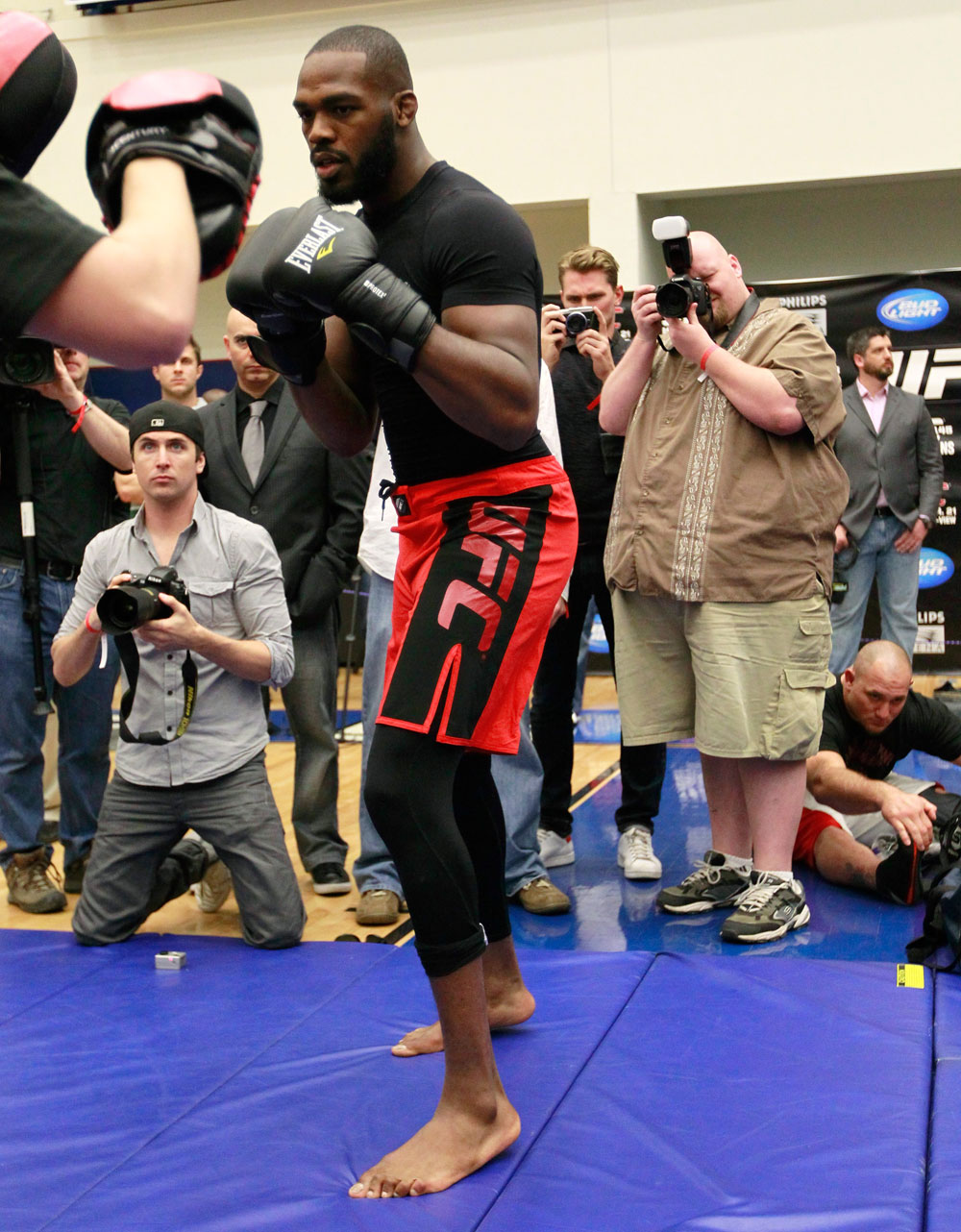 ATLANTA, GA - APRIL 19: Jon Jones works out for the media during UFC 145 open workouts at GSU Sports Arena on April 19, 2012 in Atlanta, Georgia. (Photo by Kevin C. Cox/Zuffa LLC/Zuffa LLC via Getty Images)