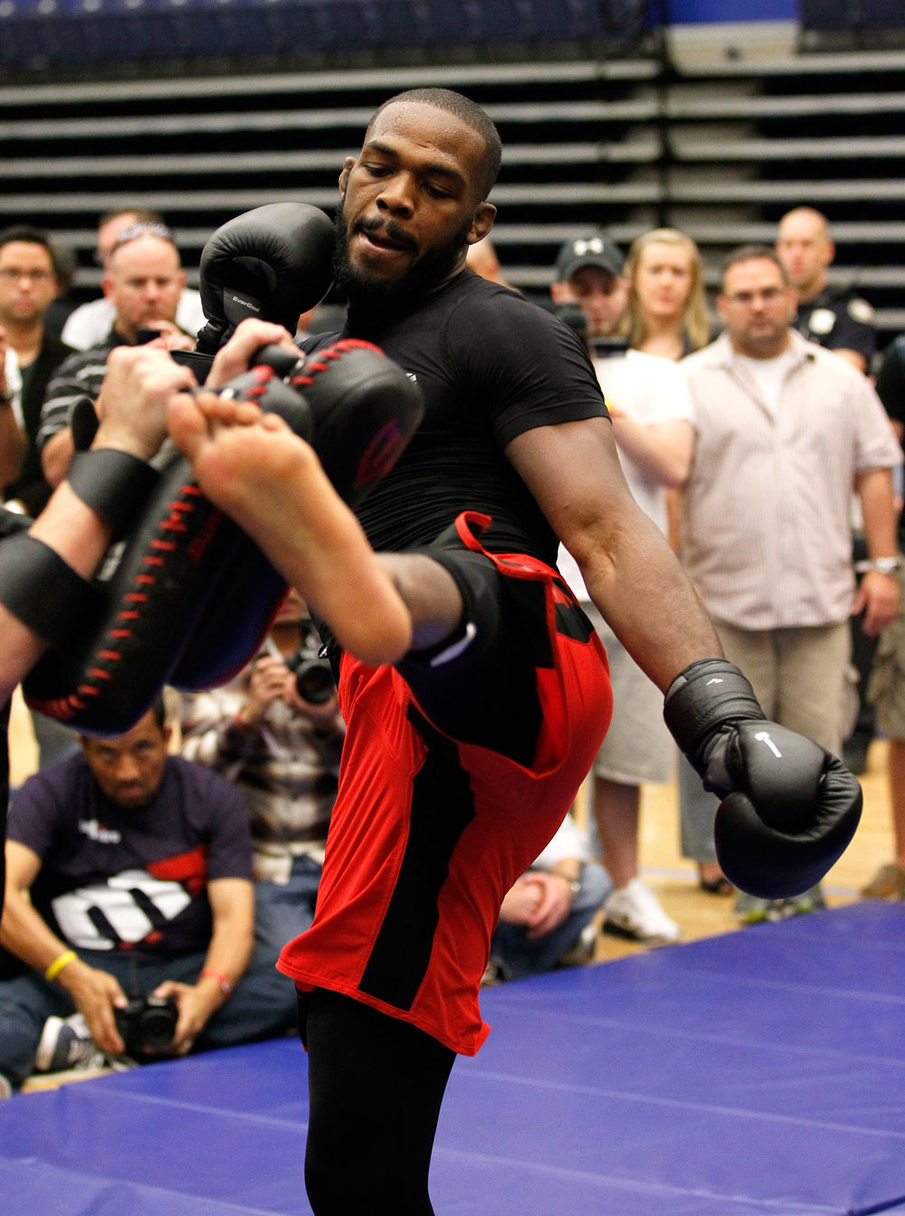 ATLANTA, GA - APRIL 19: Jon Jones works out for the media during UFC 145 open workouts at GSU Sports Arena on April 19, 2012 in Atlanta, Georgia. (Photo by Kevin C. Cox/Zuffa LLC/Zuffa LLC via Getty Images)