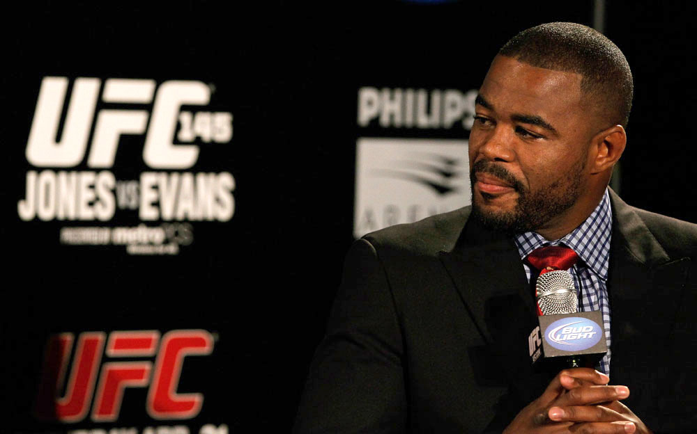ATLANTA, GA - APRIL 18: Rashad Evans converses with the media during the press conference for his UFC 145 bout against Jon Jones at Park Tavern on April 18, 2012 in Atlanta, Georgia. (Photo by Kevin C. Cox/Zuffa LLC/Zuffa LLC via Getty Images)