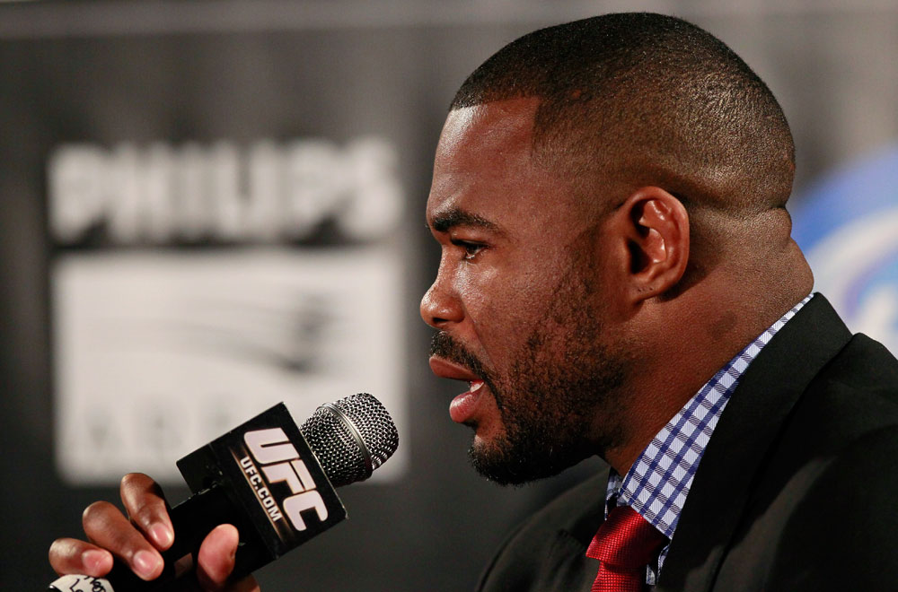 ATLANTA, GA - APRIL 18: Rashad Evans converses with the media during the press conference for his UFC 145 bout against Jon Jones at Park Tavern on April 18, 2012 in Atlanta, Georgia. (Photo by Kevin C. Cox/Zuffa LLC/Zuffa LLC via Getty Images)