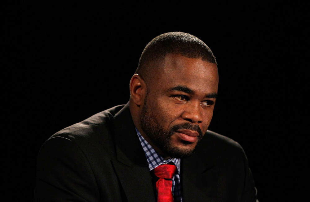 ATLANTA, GA - APRIL 18: Rashad Evans converses with the media during the press conference for his UFC 145 bout against Jon Jones at Park Tavern on April 18, 2012 in Atlanta, Georgia. (Photo by Kevin C. Cox/Zuffa LLC/Zuffa LLC via Getty Images)