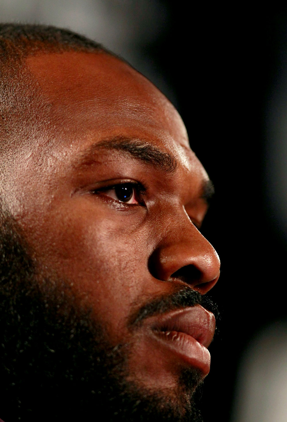 ATLANTA, GA - APRIL 18: Jon Jones converses with the media during the press conference for his UFC 145 bout against Rashad Evans at Park Tavern on April 18, 2012 in Atlanta, Georgia. (Photo by Kevin C. Cox/Zuffa LLC/Zuffa LLC via Getty Images)