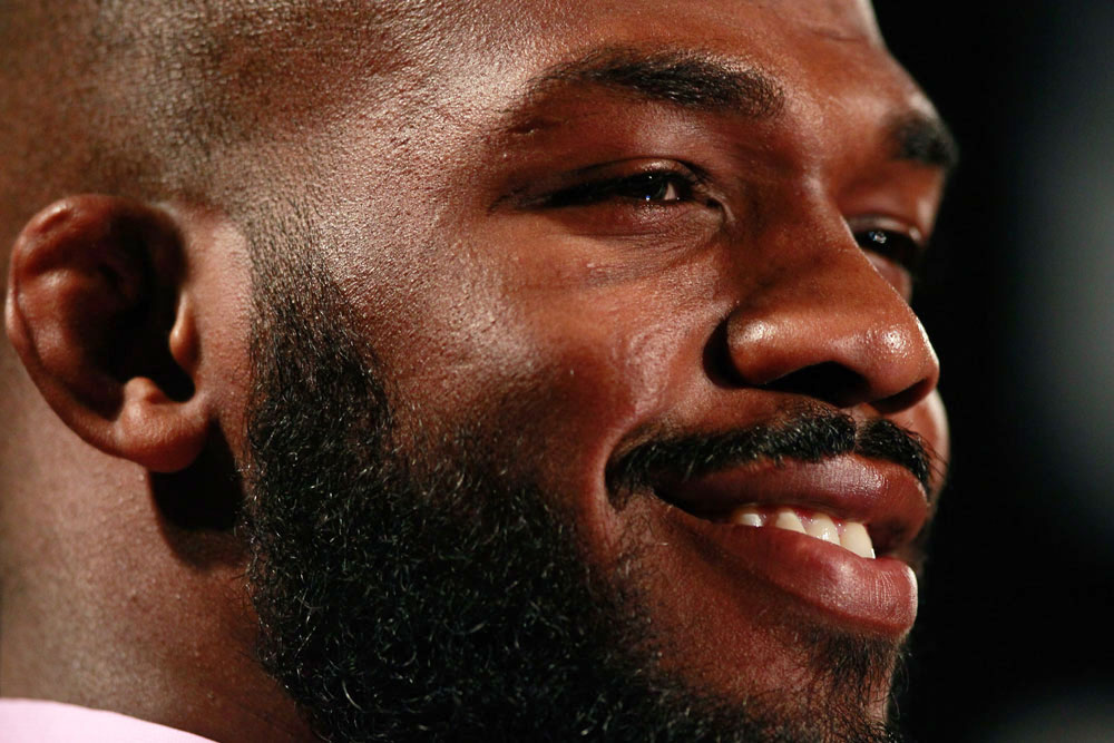ATLANTA, GA - APRIL 18: Jon Jones converses with the media during the press conference for his UFC 145 bout against Rashad Evans at Park Tavern on April 18, 2012 in Atlanta, Georgia. (Photo by Kevin C. Cox/Zuffa LLC/Zuffa LLC via Getty Images)