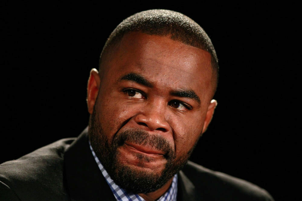 ATLANTA, GA - APRIL 18: Rashad Evans converses with the media during the press conference for his UFC 145 bout against Jon Jones at Park Tavern on April 18, 2012 in Atlanta, Georgia. (Photo by Kevin C. Cox/Zuffa LLC/Zuffa LLC via Getty Images)