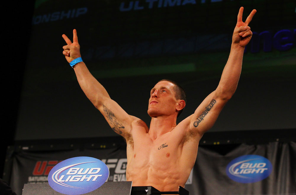 ATLANTA, GA - APRIL 20: Lightweight fighter Mac Danzig weighs in for his fight against Efrain Escudero during the UFC 145 official weigh in at Fox Theatre on April 20, 2012 in Atlanta, Georgia. (Photo by Al Bello/Zuffa LLC/Zuffa LLC via Getty Images)