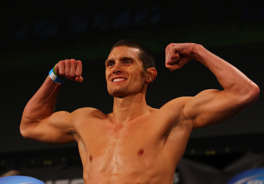 ATLANTA, GA - APRIL 20: Welterweight fighter Stephen Thompson weighs in for his bout against Matt Brown during the UFC 145 official weigh in at Fox Theatre on April 20, 2012 in Atlanta, Georgia. (Photo by Al Bello/Zuffa LLC/Zuffa LLC via Getty Images)