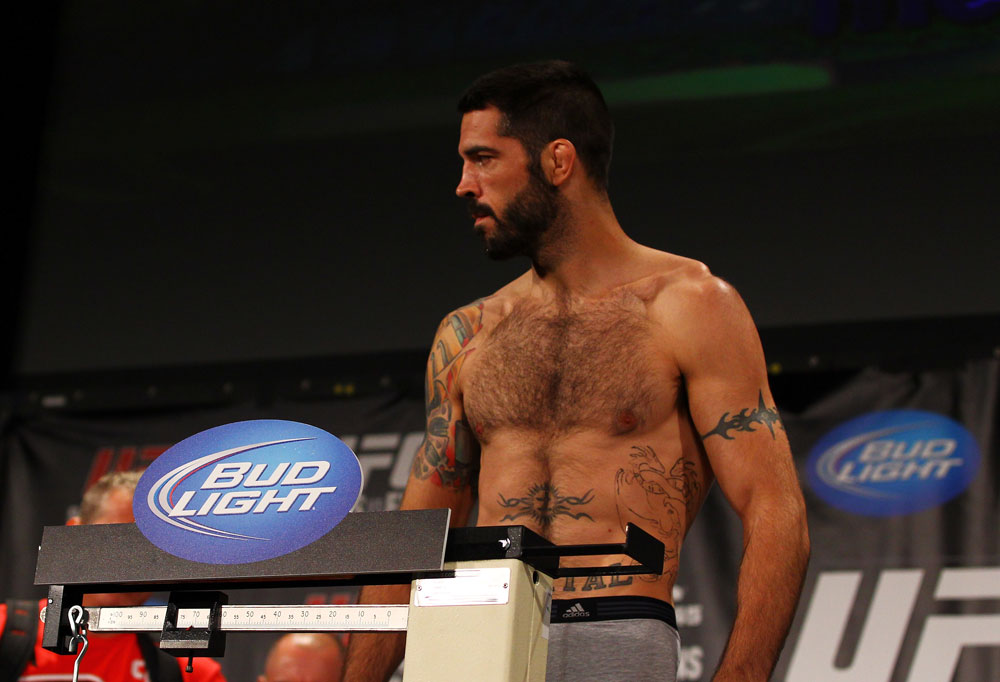 ATLANTA, GA - APRIL 20: Welterweight fighter Matt Brown weighs in for his bout against Stephen Thompson during the UFC 145 official weigh in at Fox Theatre on April 20, 2012 in Atlanta, Georgia. (Photo by Al Bello/Zuffa LLC/Zuffa LLC via Getty Images)