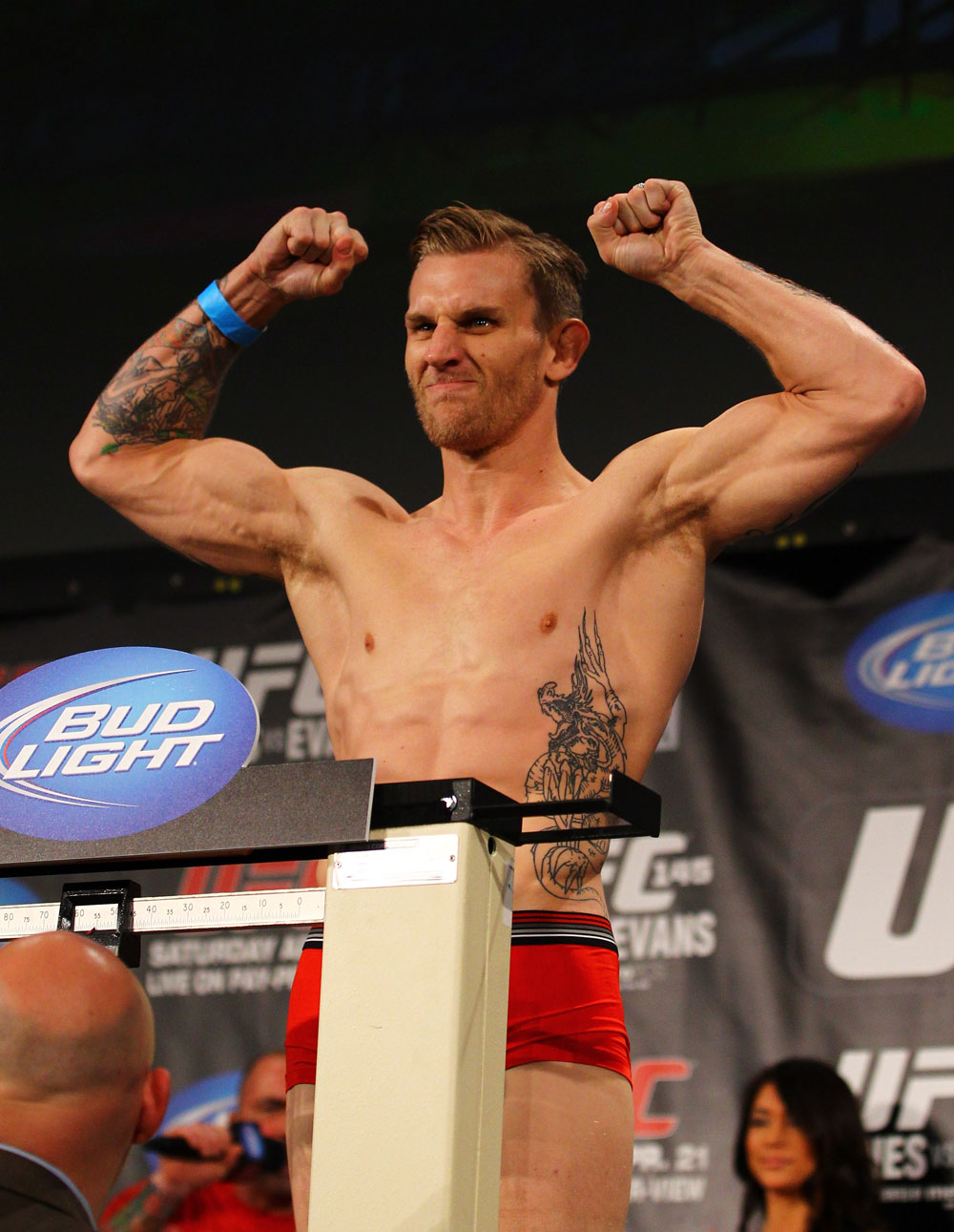 ATLANTA, GA - APRIL 20:  Lightweight fighter John Alessio weighs in for his bout against Mark Bocek during the UFC 145 official weigh in at Fox Theatre on April 20, 2012 in Atlanta, Georgia.  (Photo by Al Bello/Zuffa LLC/Zuffa LLC via Getty Images)