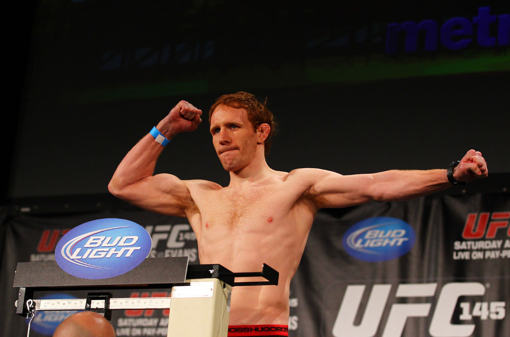 ATLANTA, GA - APRIL 20: Lightweight fighter Mark Bocek weighs in for his bout against John Alessio during the UFC 145 official weigh in at Fox Theatre on April 20, 2012 in Atlanta, Georgia. (Photo by Al Bello/Zuffa LLC/Zuffa LLC via Getty Images)