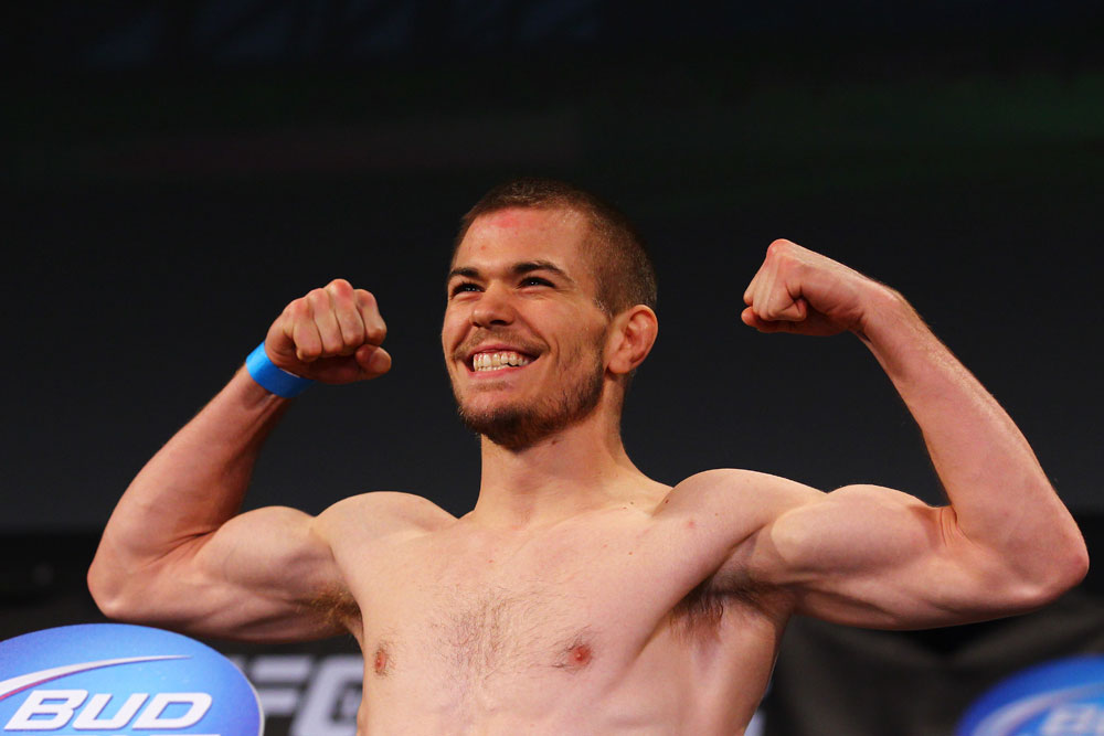 ATLANTA, GA - APRIL 20: Bantamweight fighter Michael McDonald weighs in for his bout against Miguel Angel Torres during the UFC 145 official weigh in at Fox Theatre on April 20, 2012 in Atlanta, Georgia. (Photo by Al Bello/Zuffa LLC/Zuffa LLC via Getty Images)