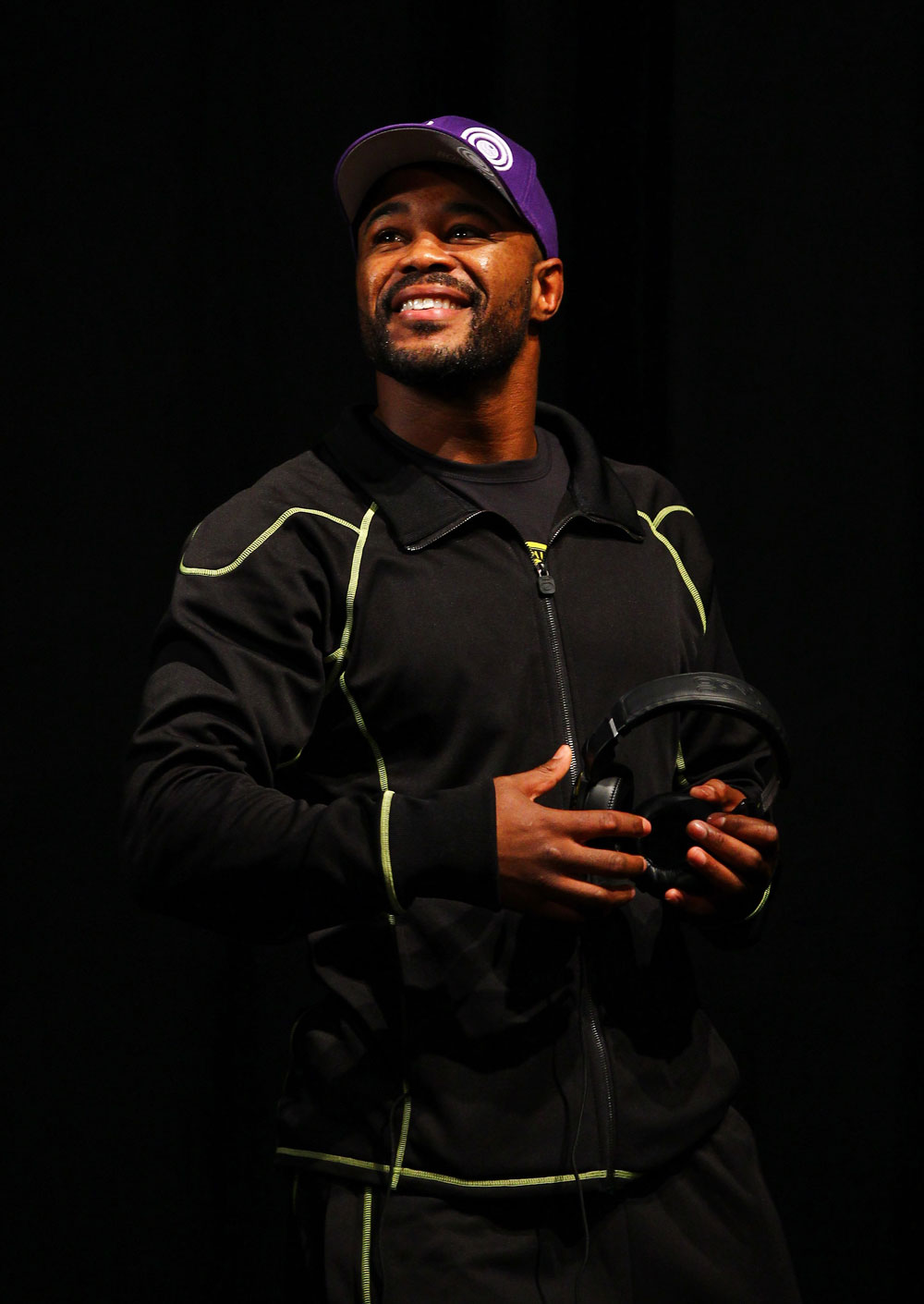 ATLANTA, GA - APRIL 20: Light Heavyweight fighter Rashad Evans reacts during the UFC 145 official weigh in at Fox Theatre on April 20, 2012 in Atlanta, Georgia. (Photo by Al Bello/Zuffa LLC/Zuffa LLC via Getty Images)