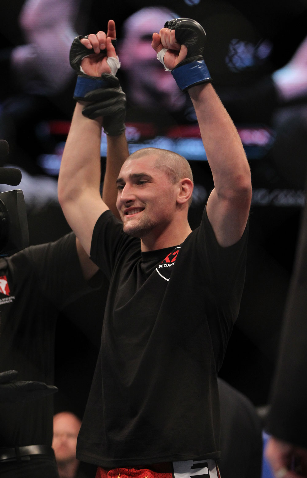 LAS VEGAS, NV - MAY 26:  Paul Sass is declared the winner in his fight against Jacob Volkmann during a lightweight bout at UFC 146 at MGM Grand Garden Arena on May 26, 2012 in Las Vegas, Nevada.  (Photo by Josh Hedges/Zuffa LLC/Zuffa LLC via Getty Images)